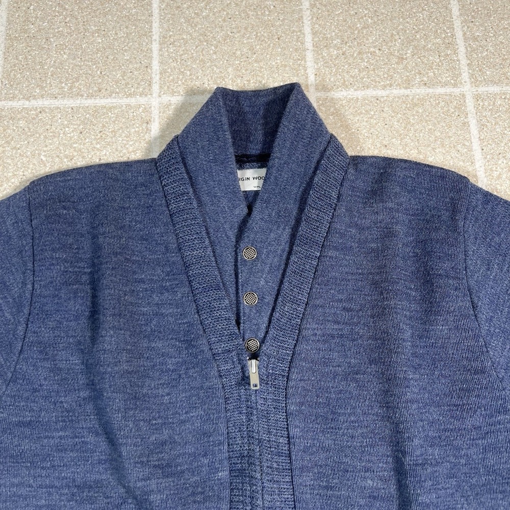 Vintage 1970s 100% Virgin Wool Union Made Made In USA Zip Up Sweater Size Large - Picture 3 of 5